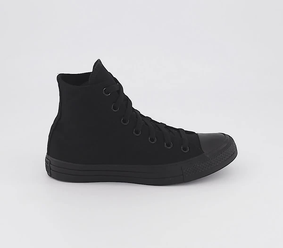 Converse All Star Hi Trainers Black Mono Canvas Unisex Sports