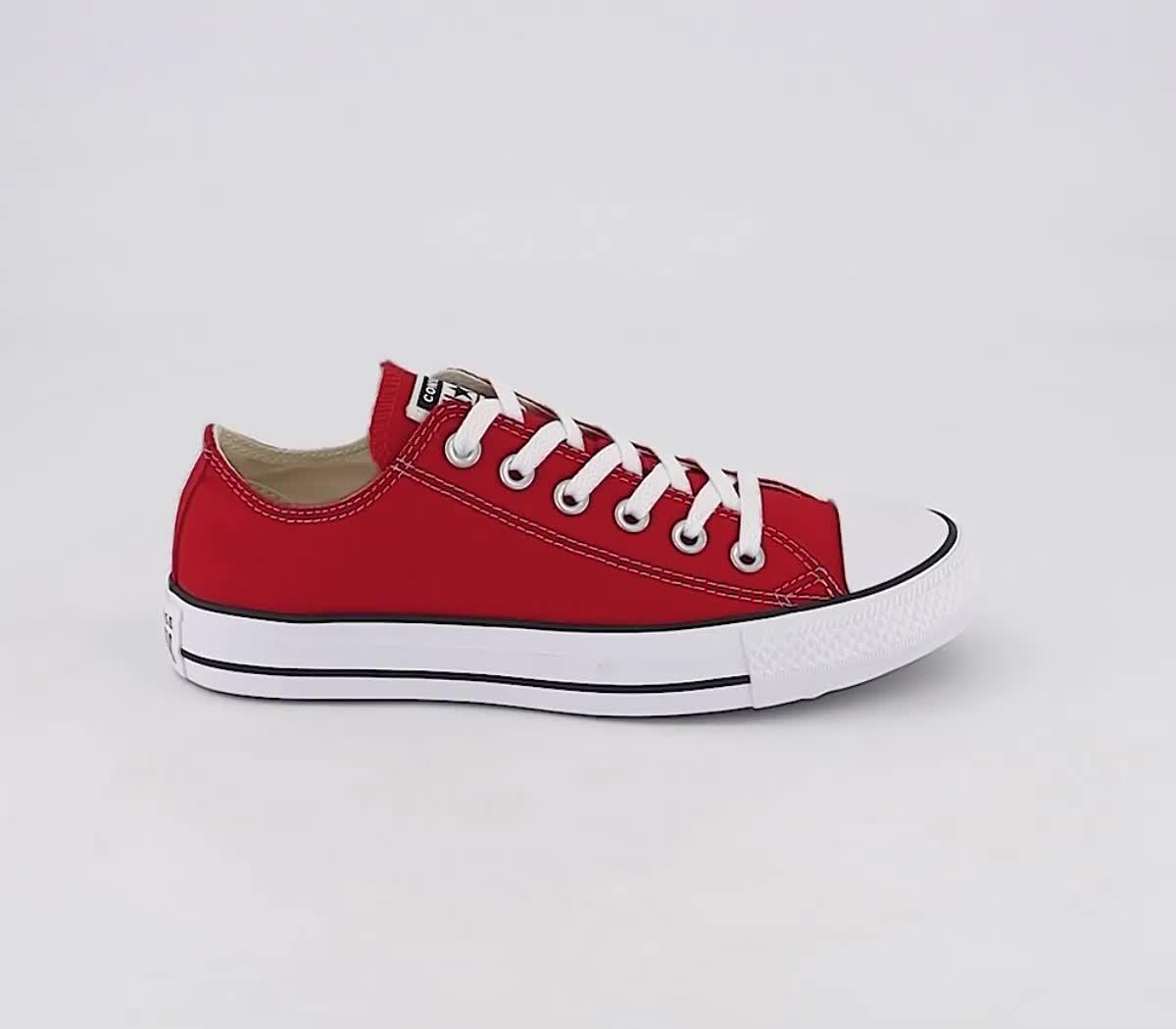 Converse All Star Low Trainers Red Canvas Unisex Sports