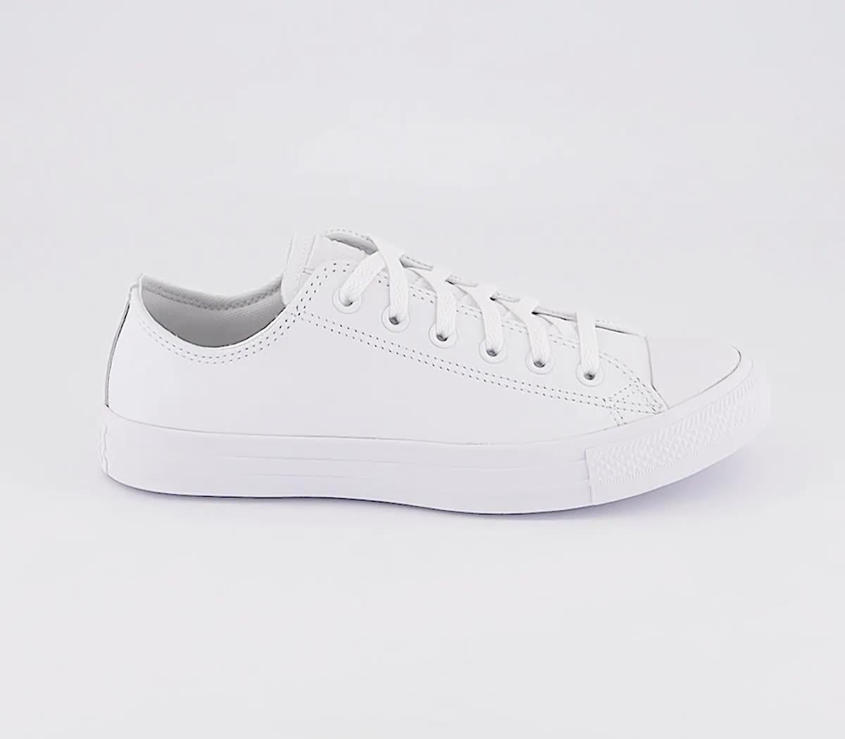 White leather deals converse size 5