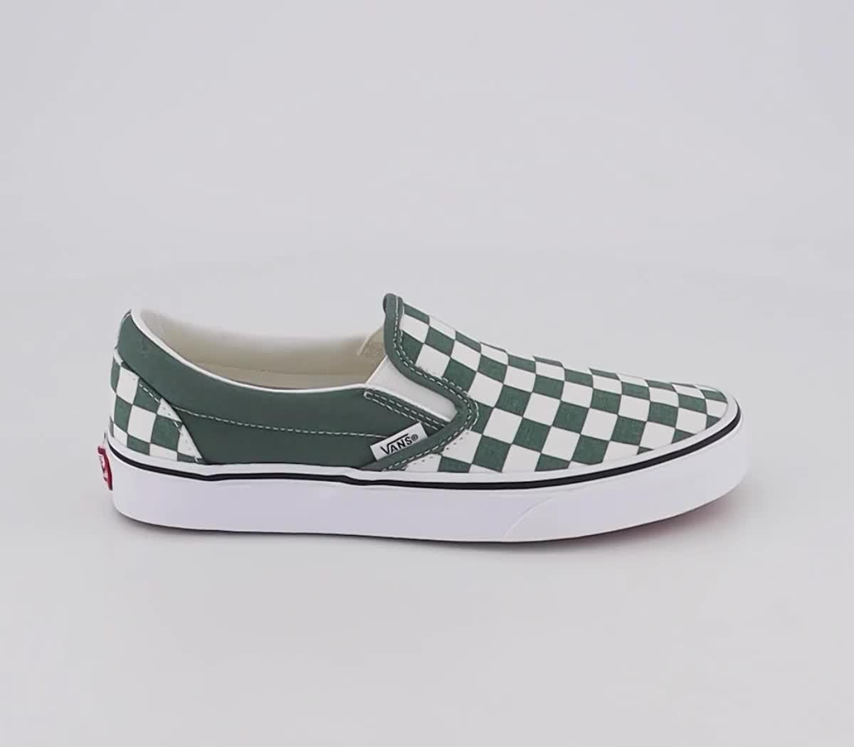 Vans slip on sales green checkerboard