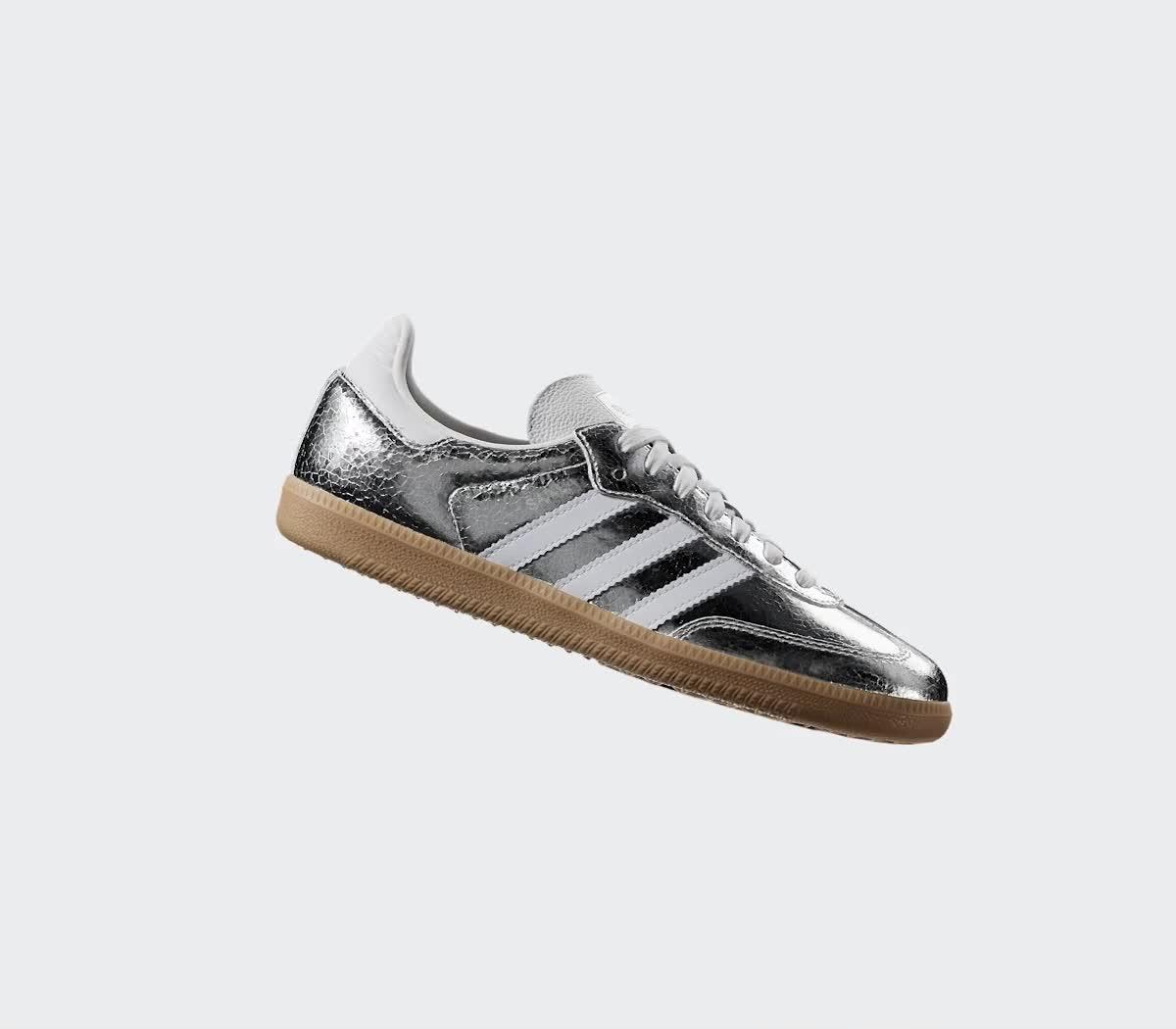adidas Samba OG Trainers Silver Metalic White White - Women's Trainers