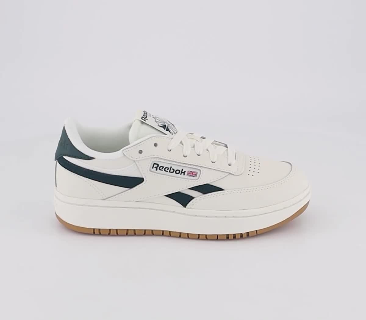 Reebok Club C Double GEO mid sneakers in chalk with dark green detail