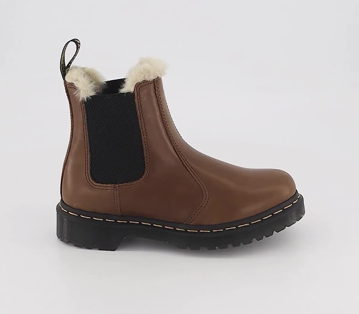 Dr martens tan leonore 2024 fur lined chelsea boots