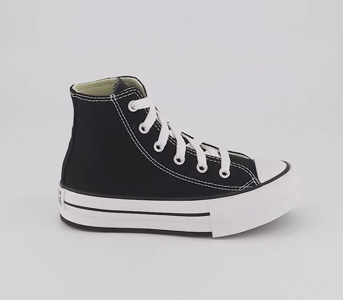 Converse All Star Eva Lift Hi Youth Platform Trainers Black White