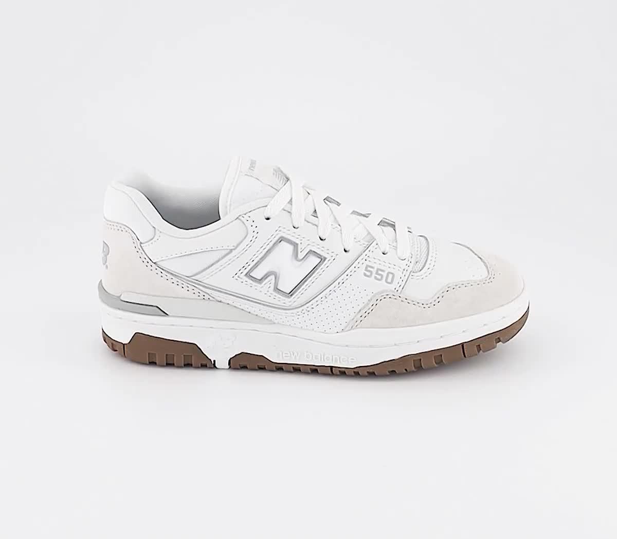 New balance white shoes best sale gum sole