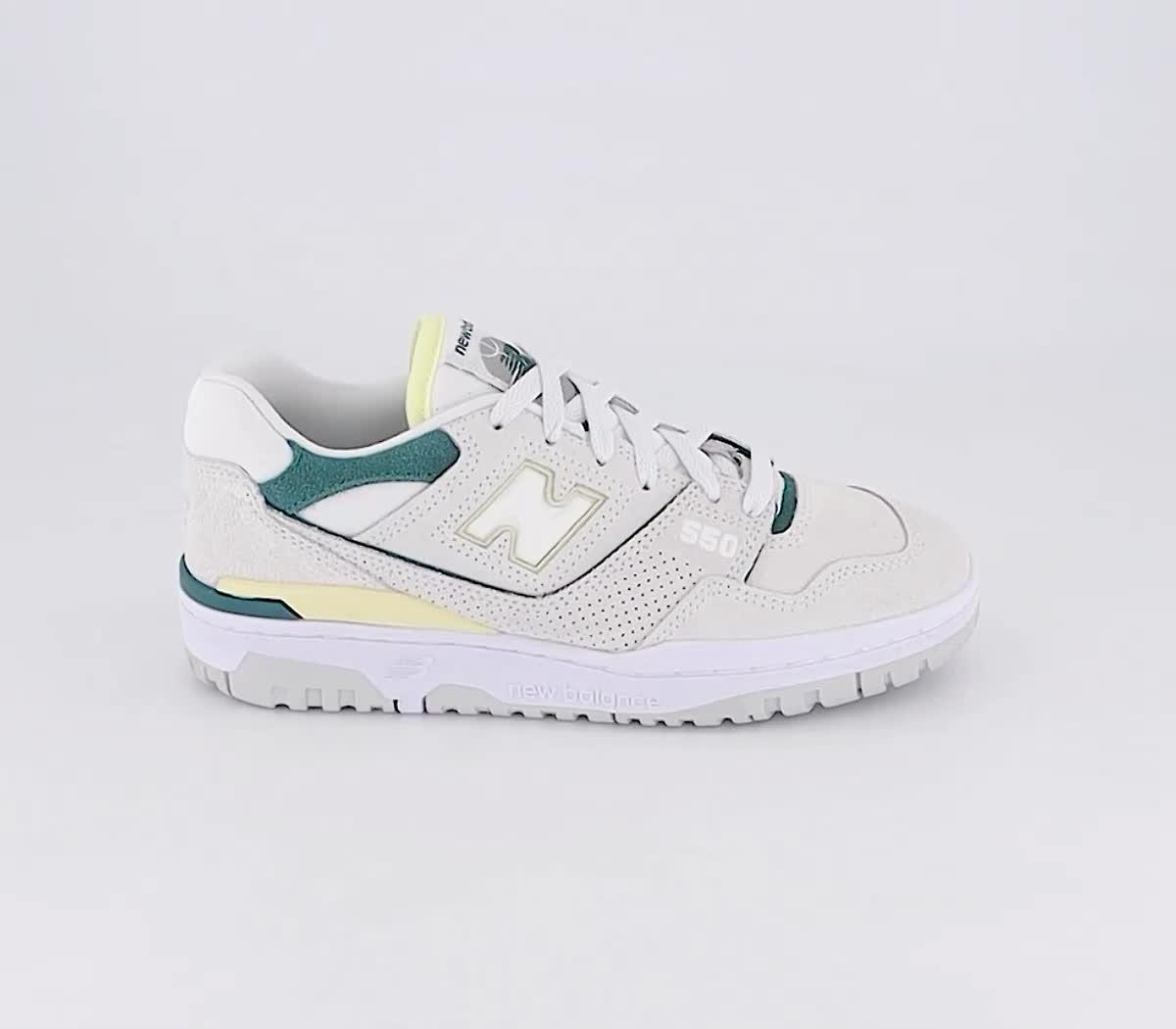 New Balance BB550 Trainers Sea Salt Lime Grey White Green - Women's Trainers