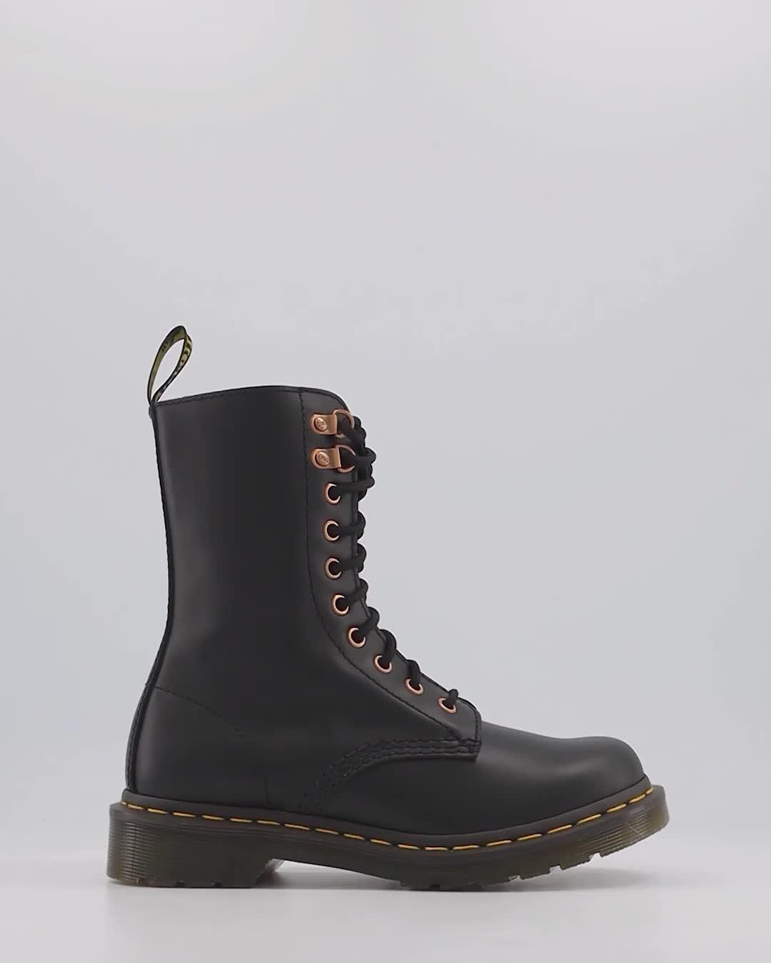 Dr. Martens 10 Eye Rose Gold Hardware Boots Black Women s Ankle