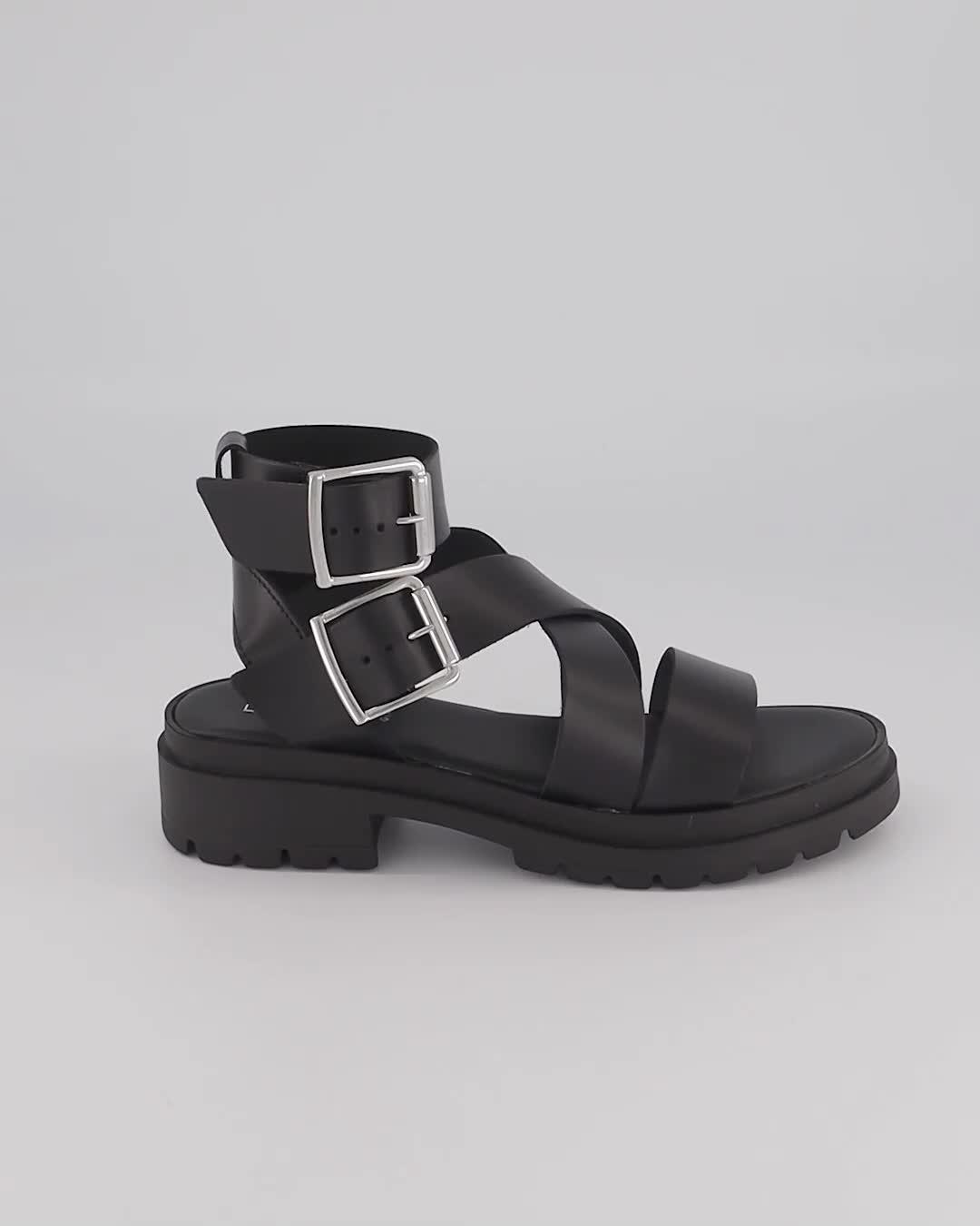 Details about   Ladies F10594 Black Buckle Fastening Sandals By Leather Collection Retail 