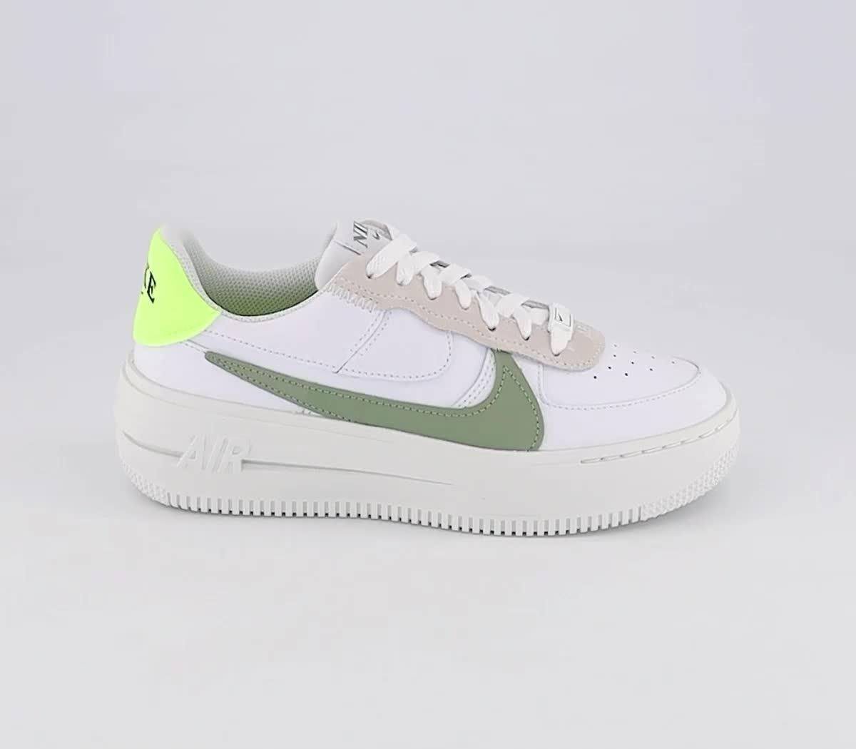 Nike Air Force 1 Plt.af.orm trainers in white/oil green/volt