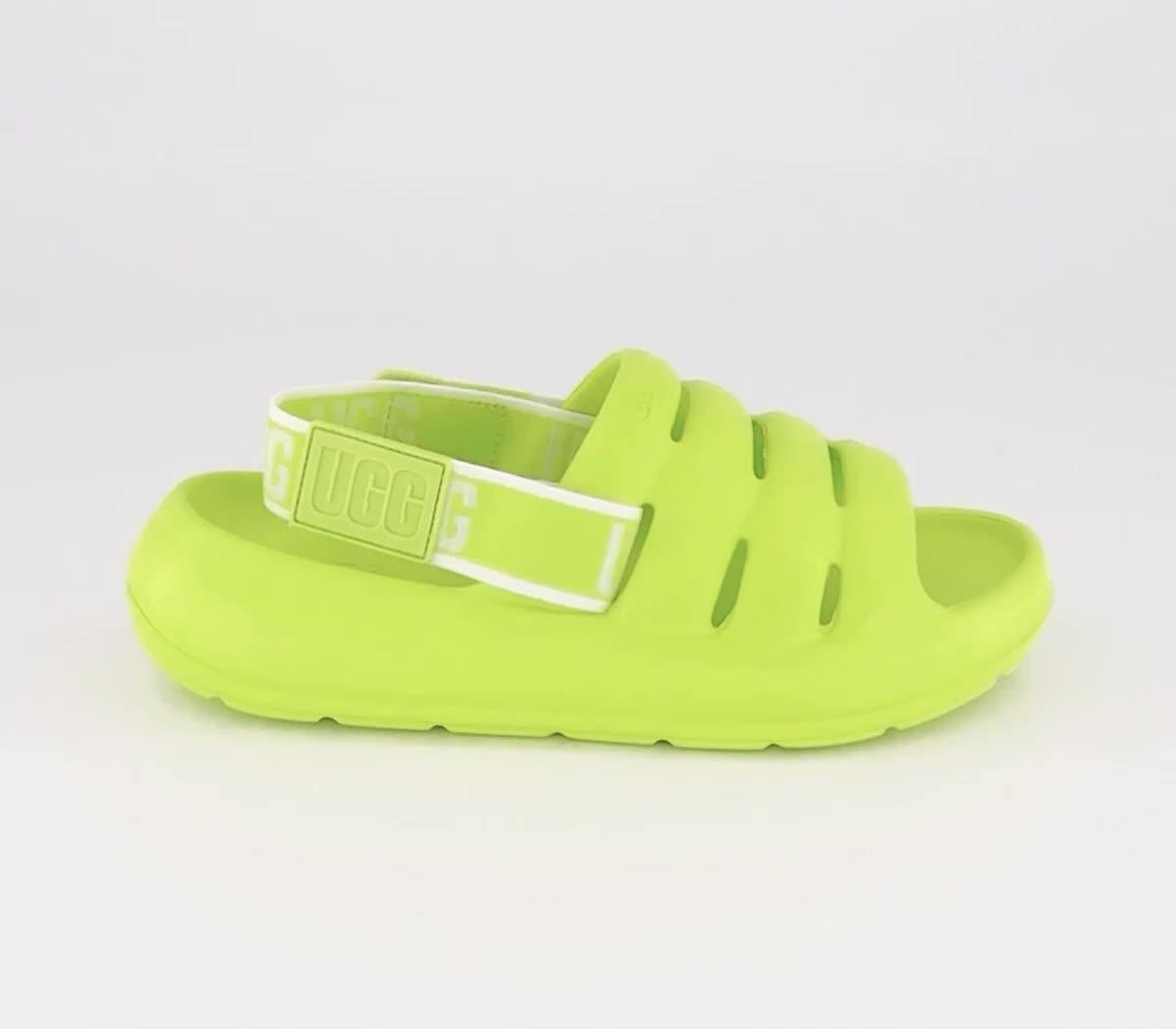 Neon green ugg slides hot sale