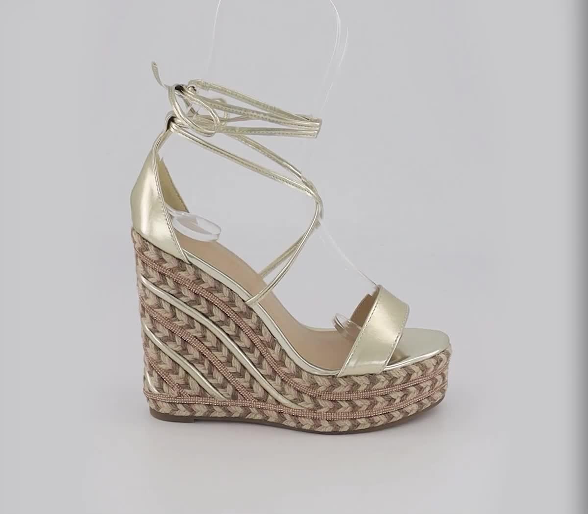 Gold best sale lace wedges