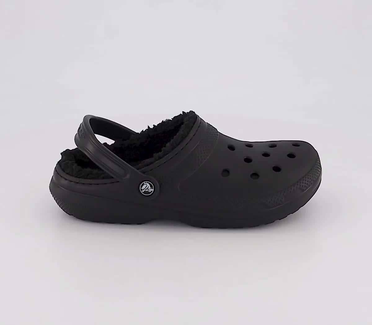 Black crocs with clearance fur