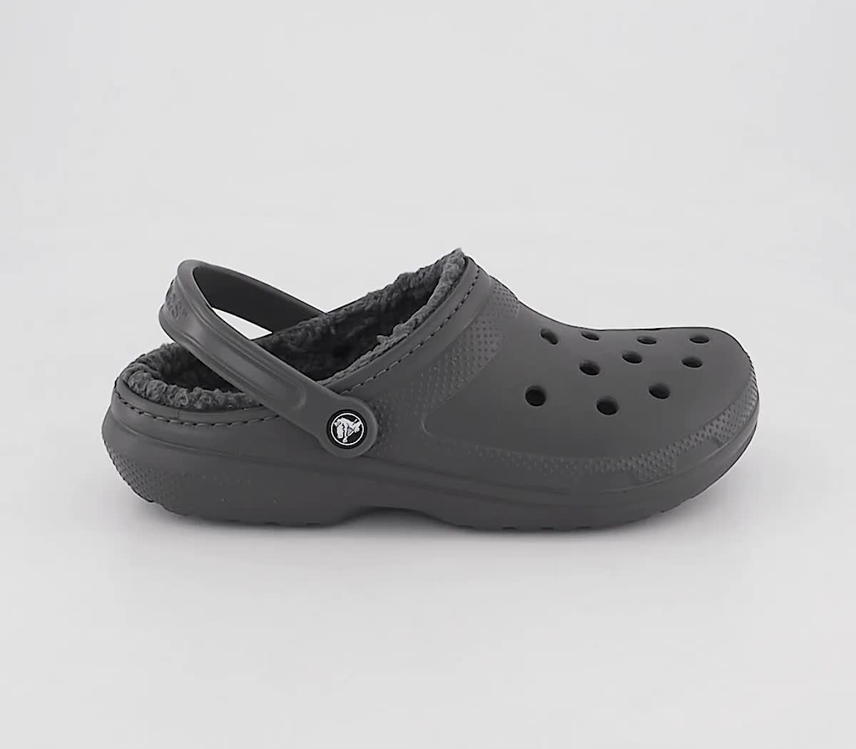 Grey fur clearance crocs