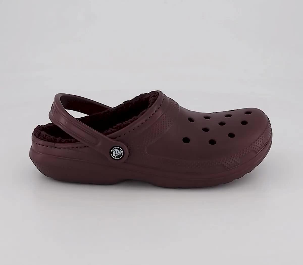 Maroon crocs with fur deals