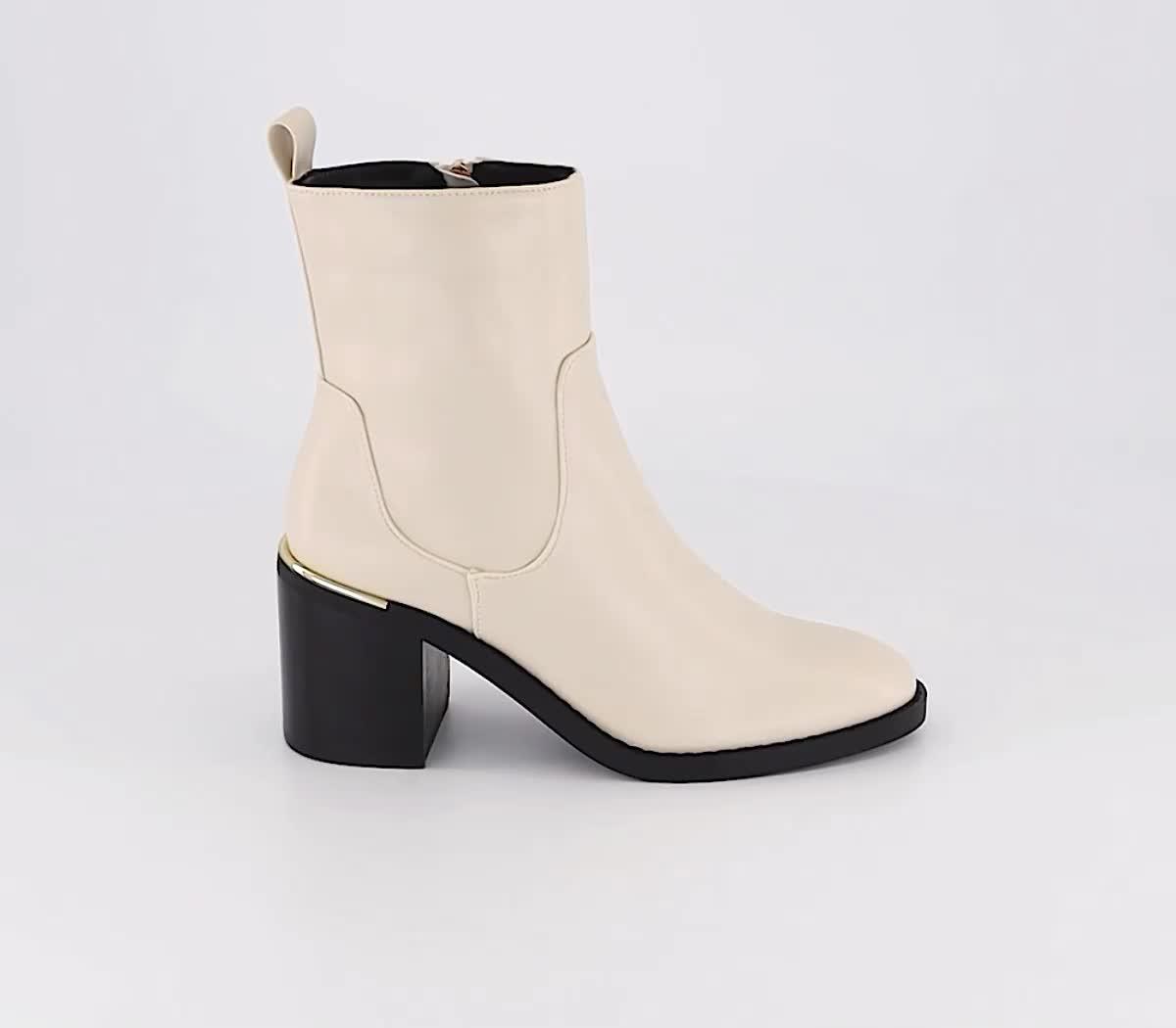 OFFICE Appleton Chunky Heel Boots Cream Women s Ankle Boots