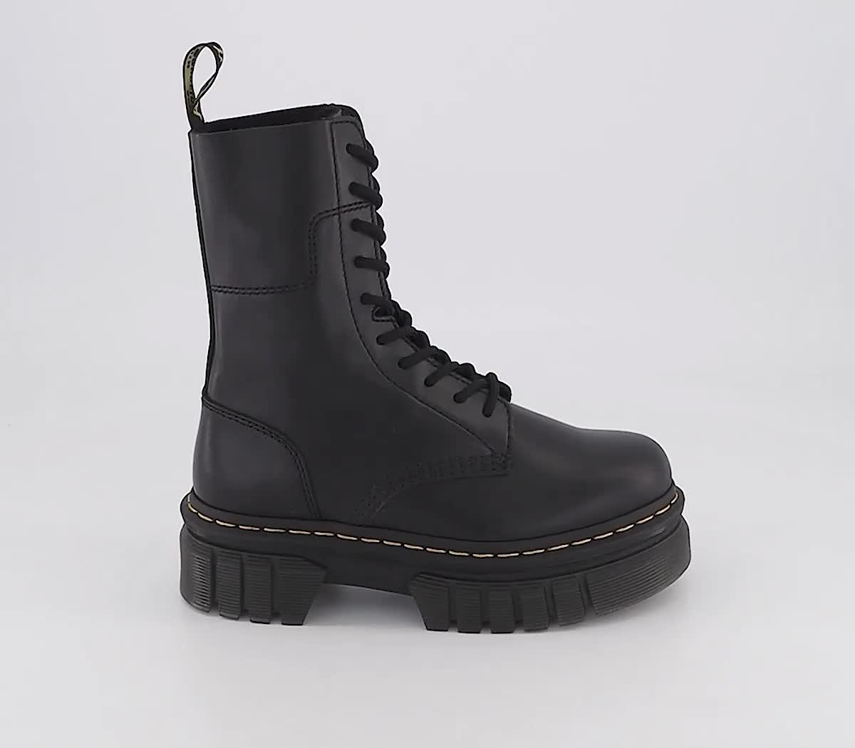 Dr. Martens Audrick 10 Eye Boots Black - Women's Ankle Boots