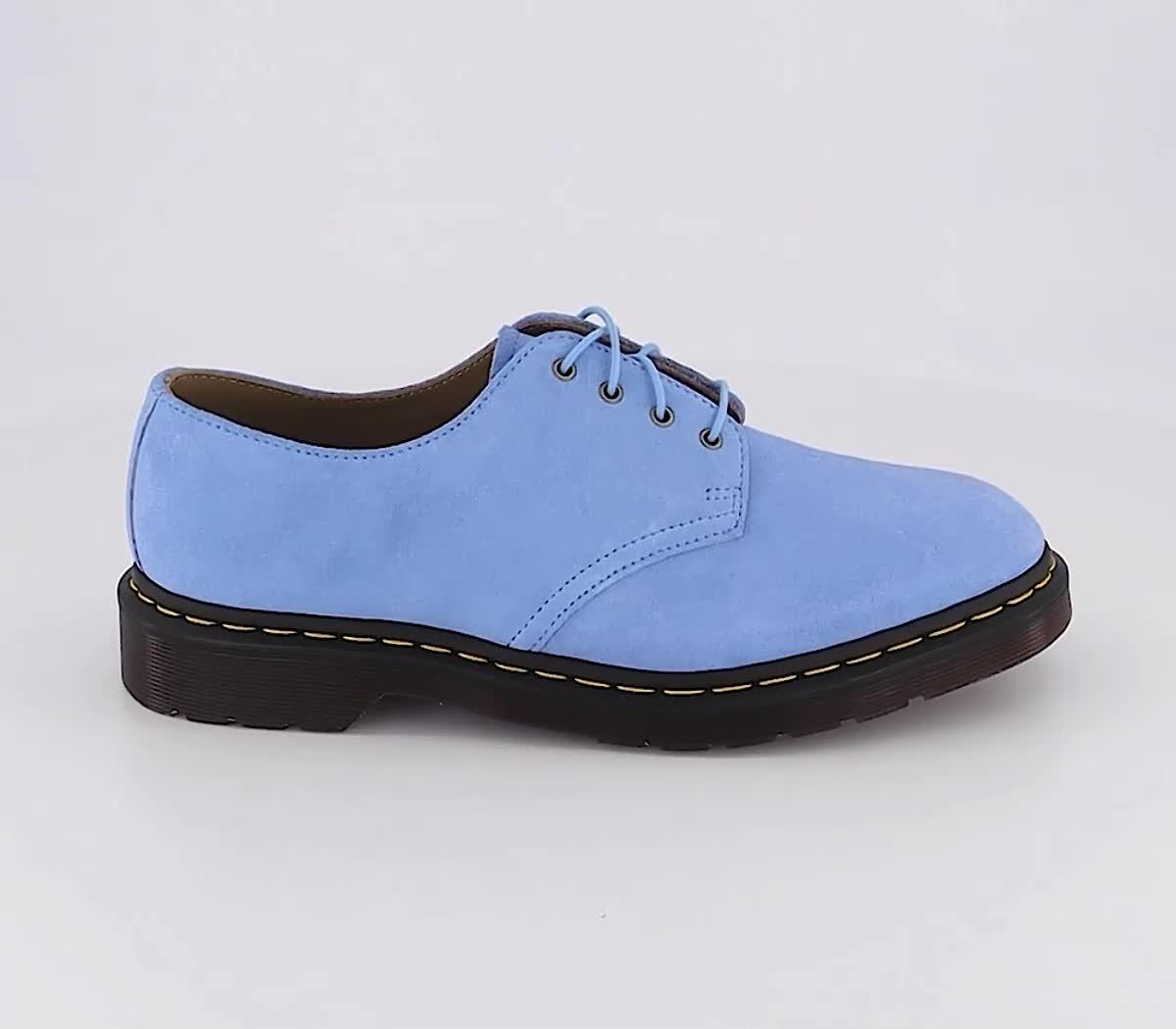 Dr. Martens Smiths 4 Eye Shoes Sky Blue Repello Calf Suede - Men'S Smart  Shoes