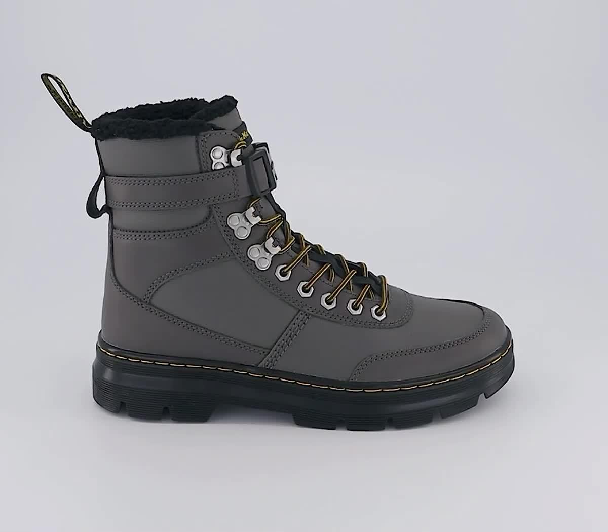 Dr. Martens Combs Tech Fur Lined Boots Gunmetal - Gifts for Him