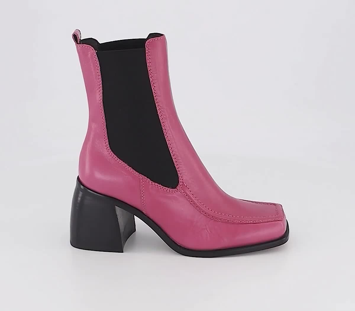 Axel Square Toe Apron Block Heel Ankle Boots