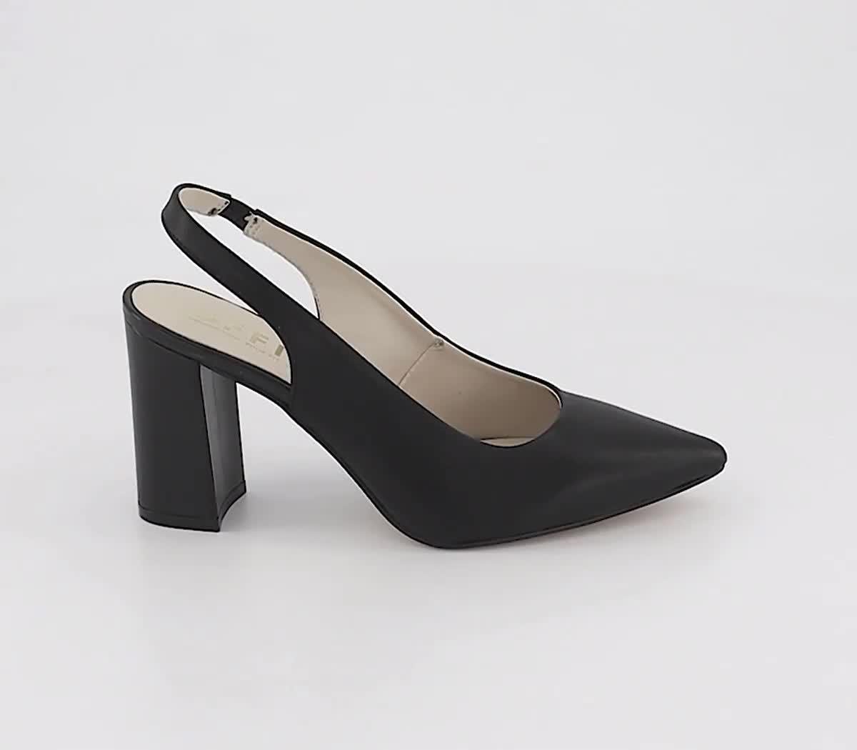 OFFICE Wide Fit Manhattan Court Heels Black Leather Women's Wide Fit