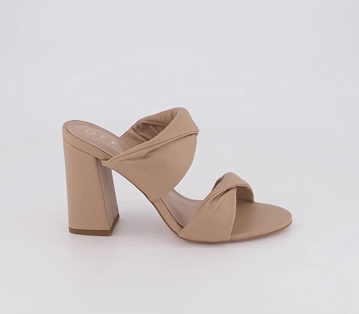 OFFICE Marcy Twist Two Strap Mules Beige Leather - Mid Heels