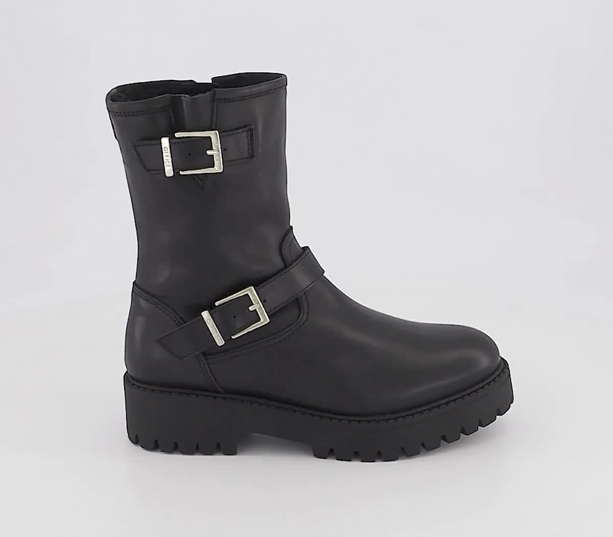 Black biker store boots womens uk