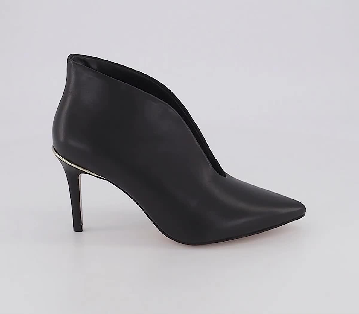 Ladies black leather shoe boots best sale