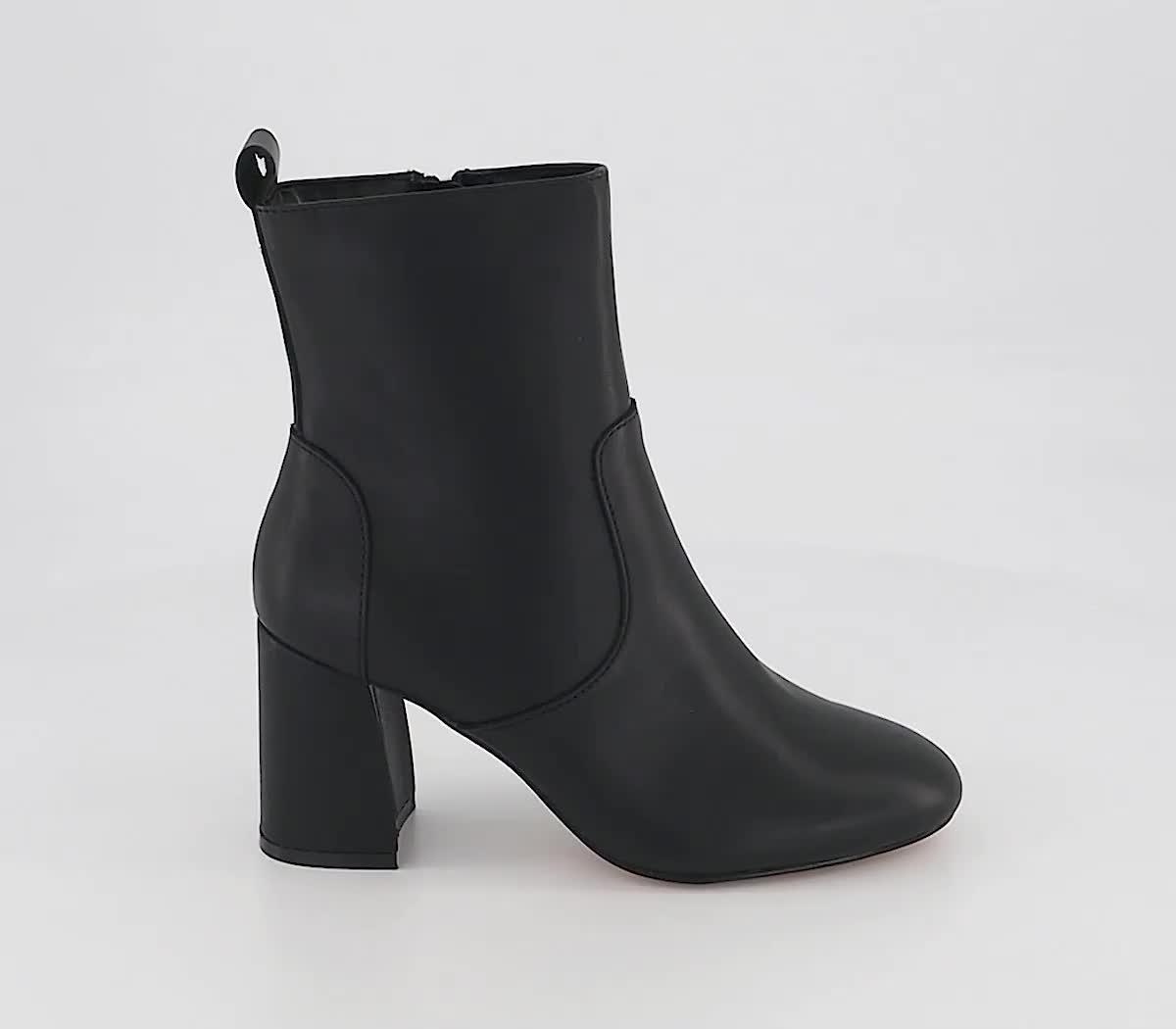 Black leather ankle boots hotsell chunky heel