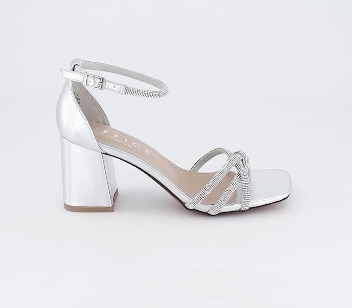 Office silver block on sale heels