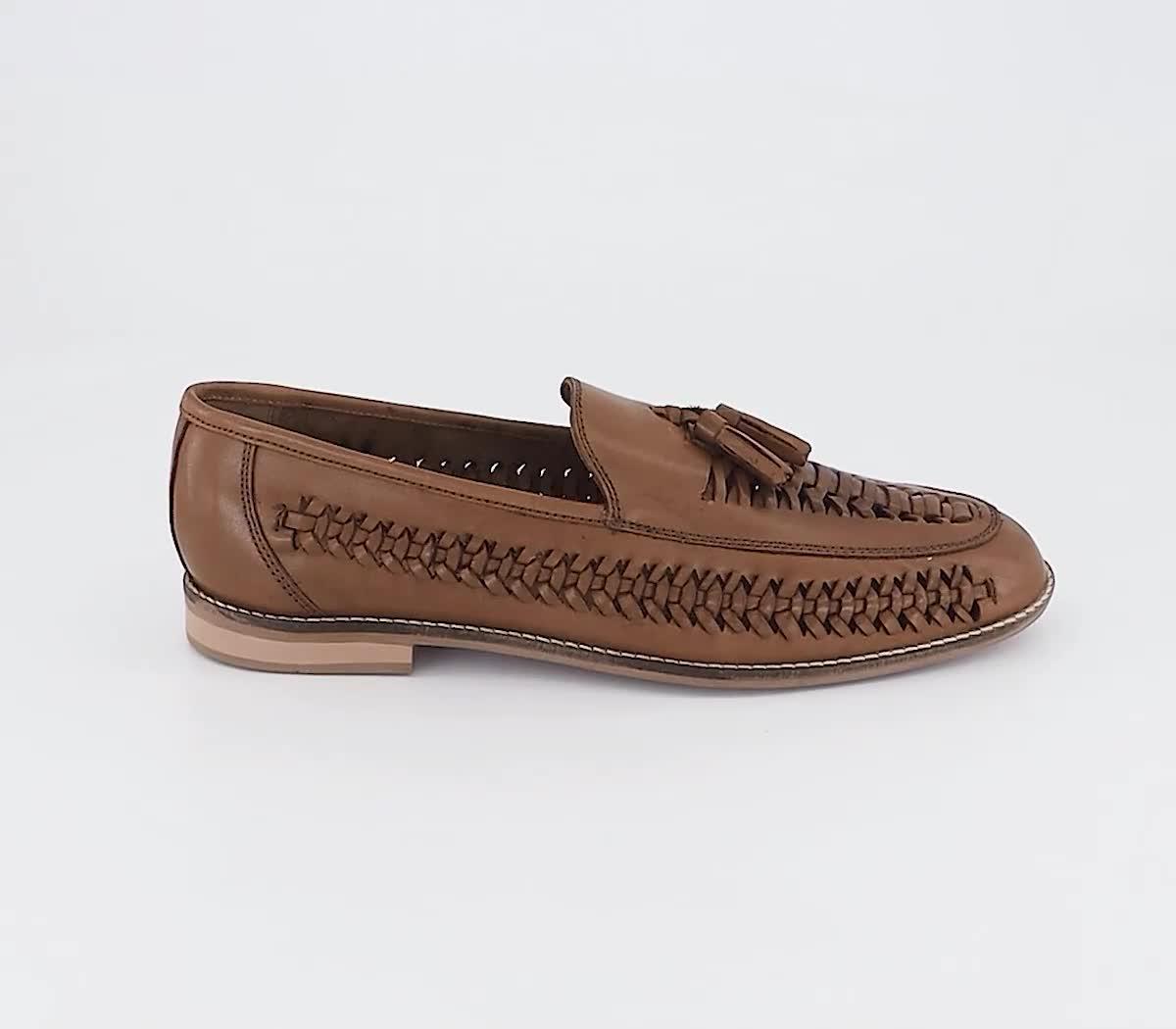 Mens tan hot sale woven loafers