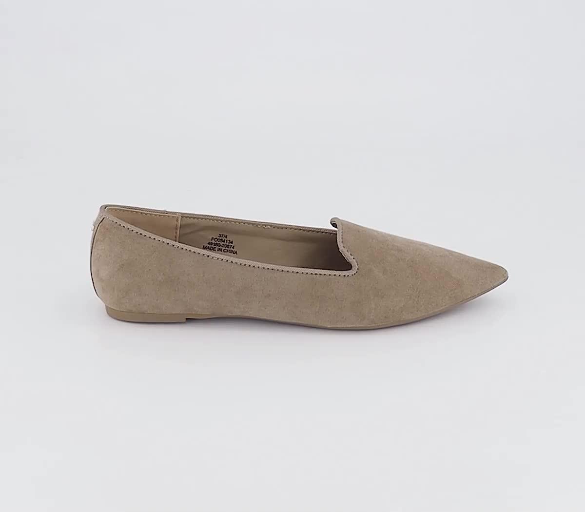 OFFICE Fabulous Pointed Slipper Cut Ballet Flats Taupe Flat