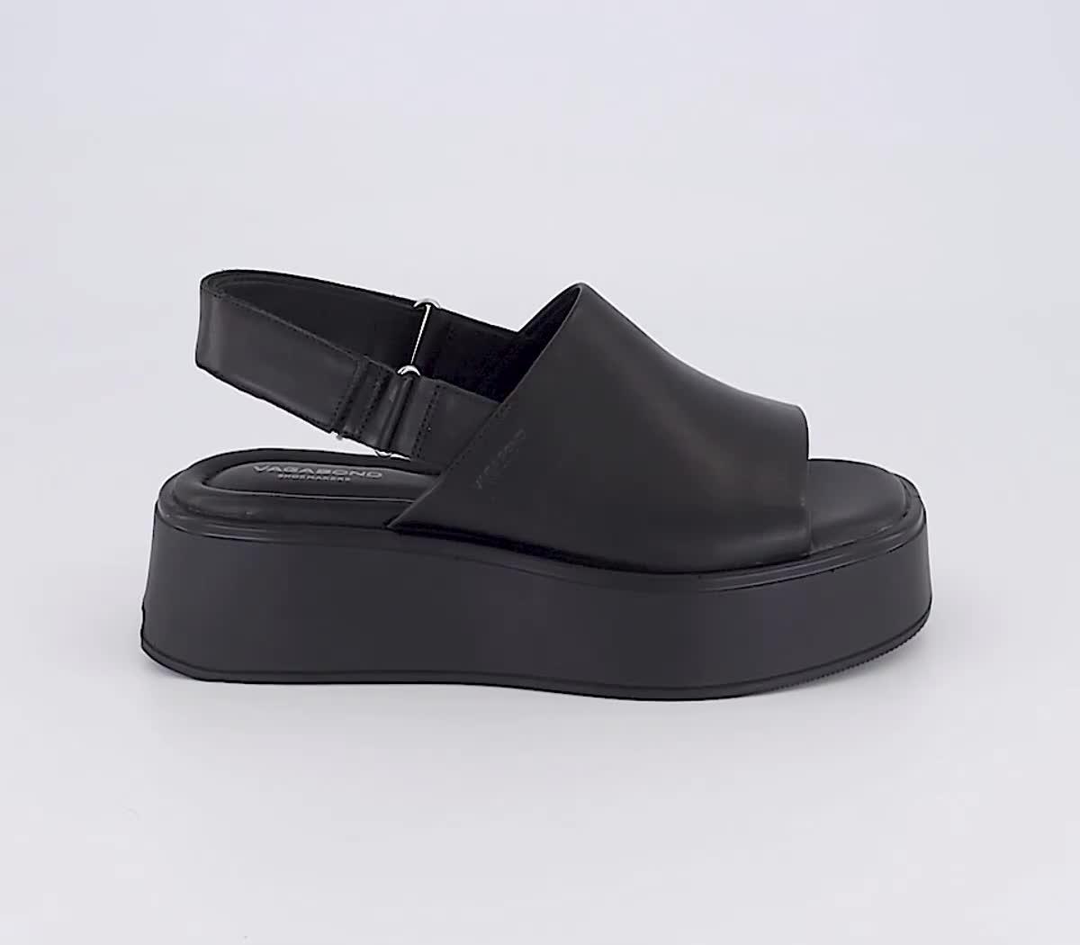 Vagabond bonnie black on sale leather platform slides