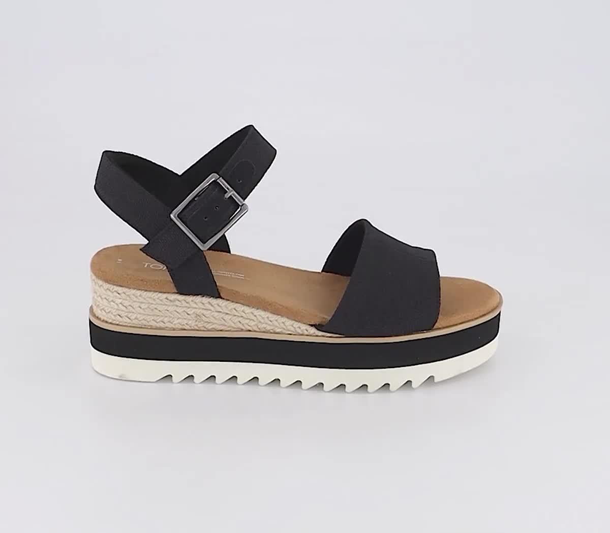 Toms black wedge on sale sandals