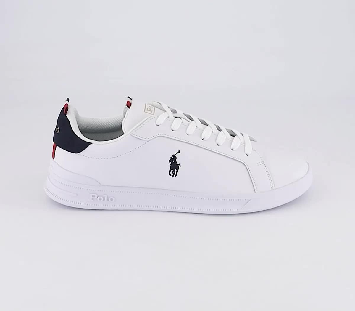 Polo Ralph Lauren Heritage Court Trainers White Navy Red - Men's Trainers