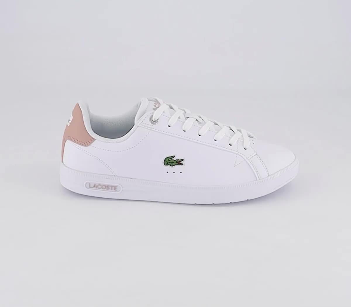 Lacoste white and clearance pink trainers