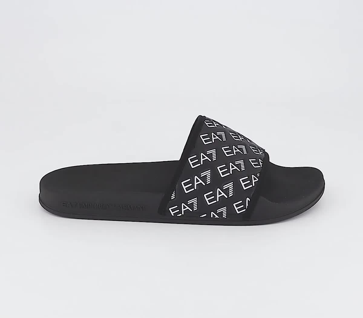 EA7 Emporio Armani EA7 All Over Slides Full Black White Men s