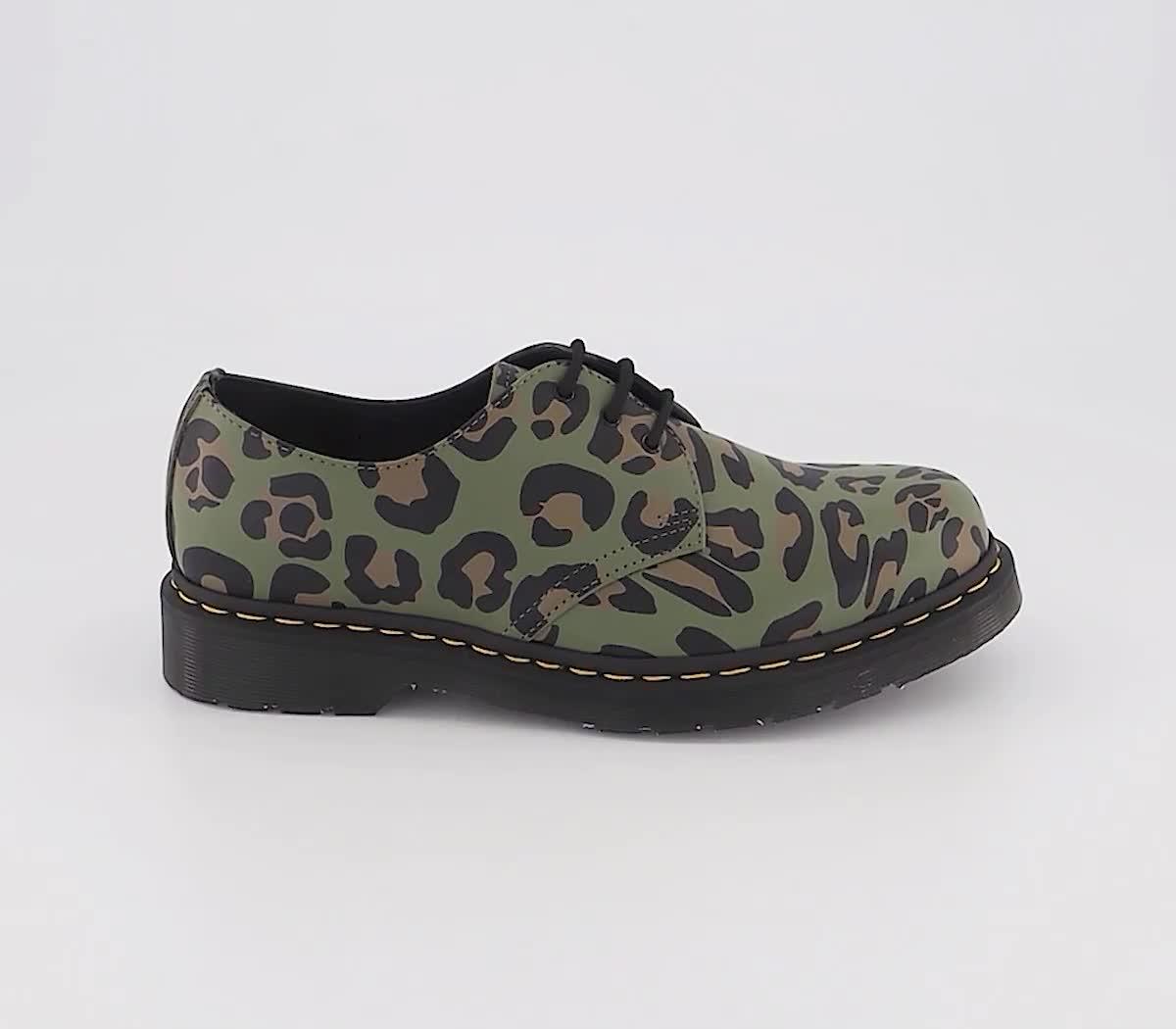 Dr. Martens Dm 3 Eye Lace Shoes Distorted Leopard Khaki 