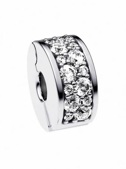 Clear Pavé Clip Charm | スターリングシルバー | パンドラ'