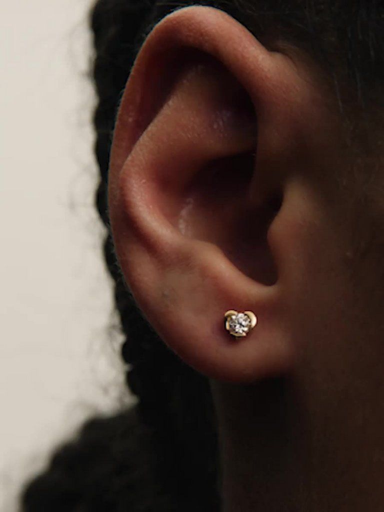 Pandora Talisman 14k Gold Lab-grown Diamond Heart Earrings