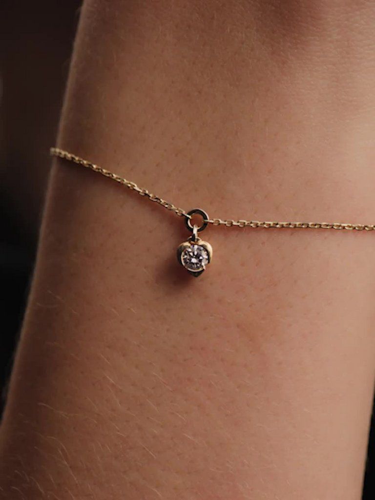 Pandora Talisman 14k Gold Lab-grown Diamond Heart Chain Bracelet