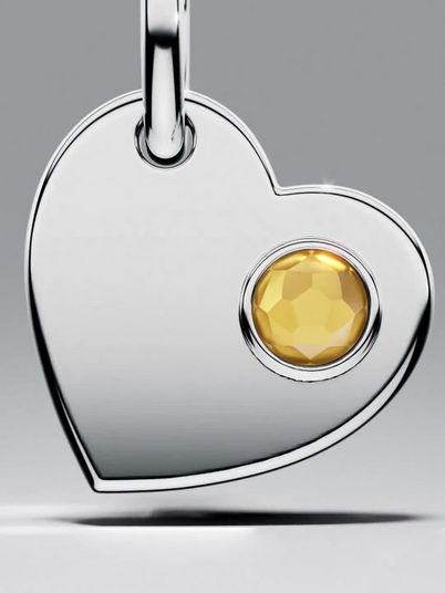 Engravable Heart Pink Stone Dangle Charm