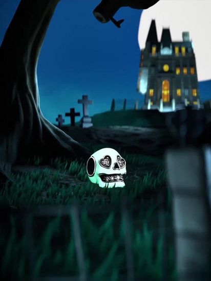 Glow-in-the-dark Sparkling Skull Charm | スターリング