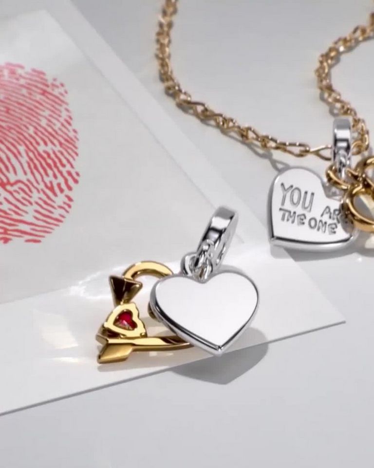 Engravable Heart & Arrow Double Dangle Charm