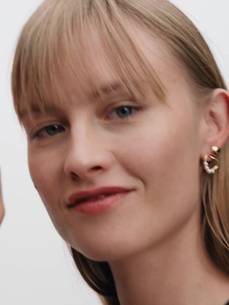 Organically Shaped Circle & Treated Freshwater Cultured Pearls Stud Earrings