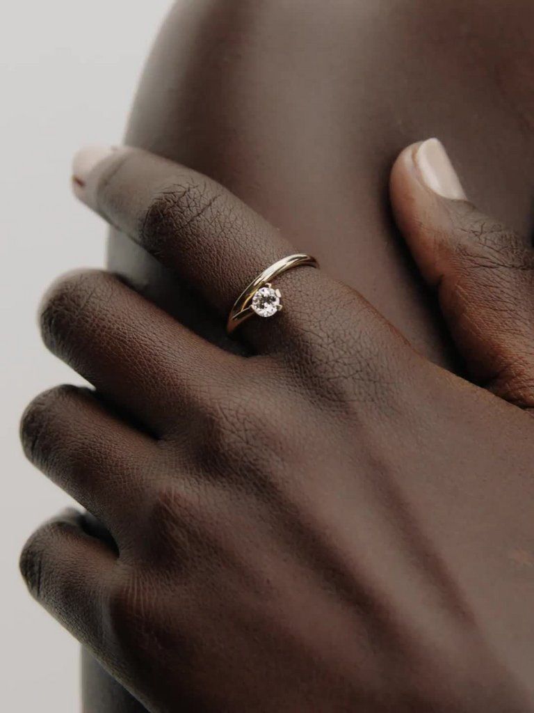 Pandora Nova 14k Gold Lab-grown Diamond Asymmetric Ring