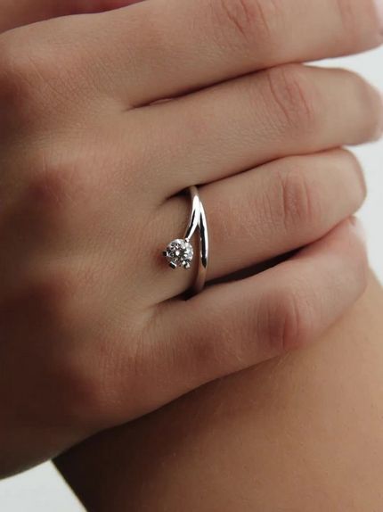 Pandora Nova 14k White Gold Lab-grown Diamond Asymmetric Ring