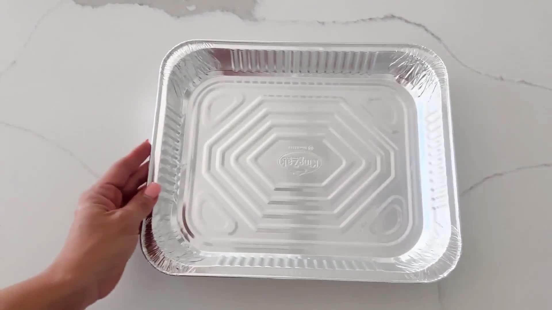 Reusable Rectangular Aluminum Pans with Dome Lids, 8.4in x 6in, 3ct
