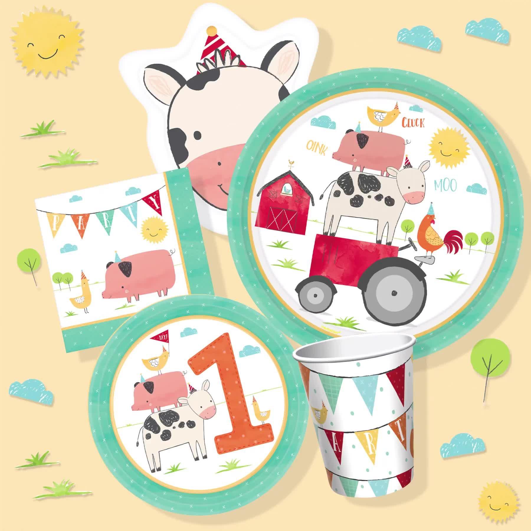 Friendly Farm 1st Birthday Dessert Plates 18ct