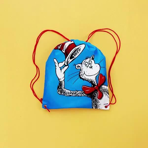 Exclusive Dr. Seuss Drawstring Backpack with Favors for 24