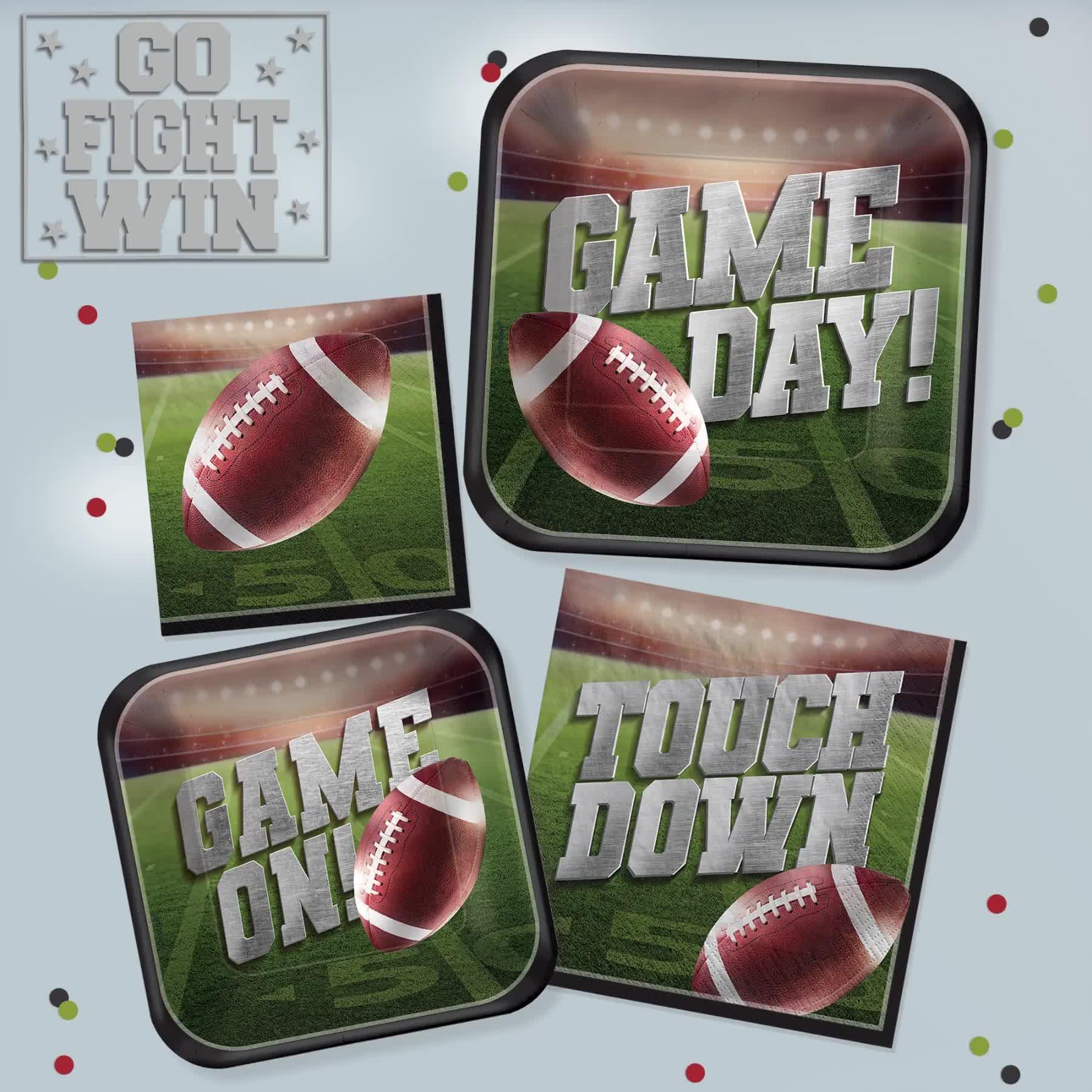 Go Fight Win Football Dessert Plates 18ct